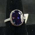 Estate Sterling Silver Tanzanite Cocktail Ring Size 7.5 – Halo Setting