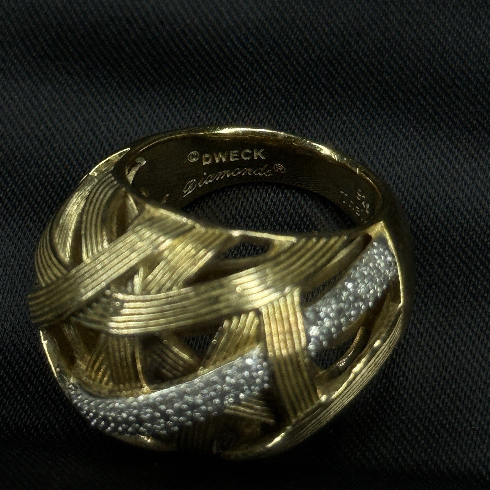 Stephen Dweck Sterling Silver Ring with Diamonds Gold Vermeil Size 7